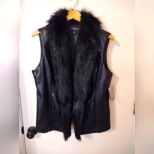 MARC NEW YORK BLACK FAUX FUR VEST XL!! NEW!!